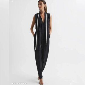 REISS Celina Tipped Sleeveless Jumpsuit. Sz: 4